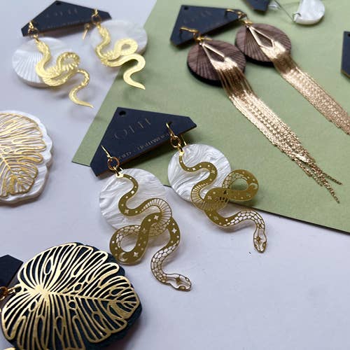 Gold Snake Earrings: Cut-Out