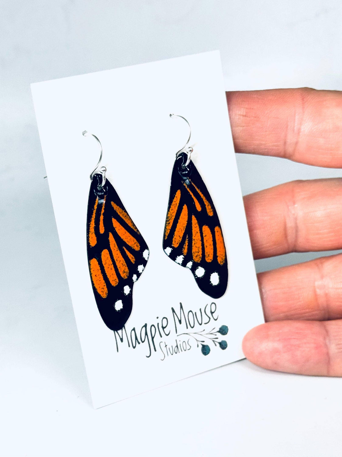 Orange Monarch Butterfly Earrings