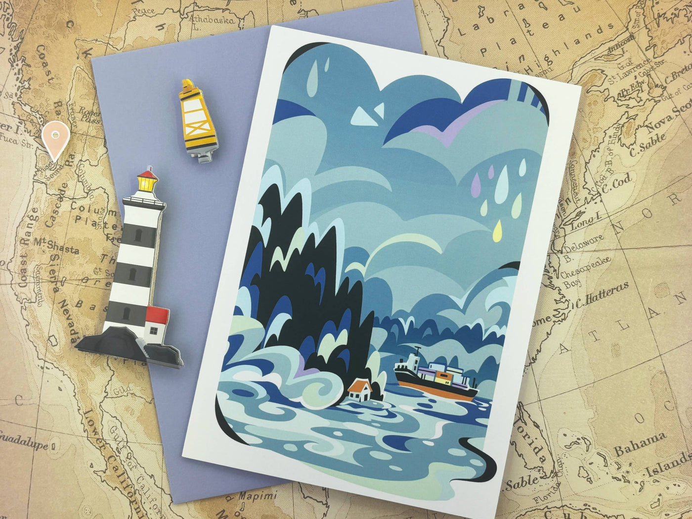 Rainy Seattle Puget Sound Travel Greeting Card