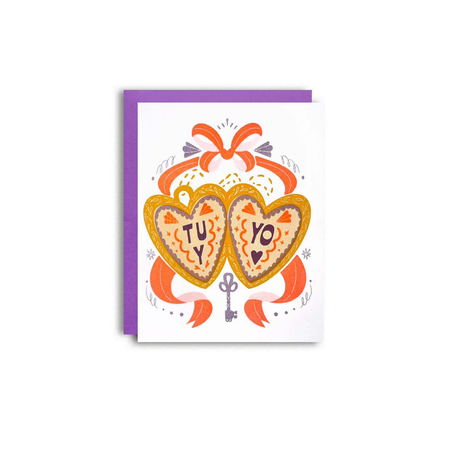 Tu Y Yo Love Locket Risograph Spanish Language Card