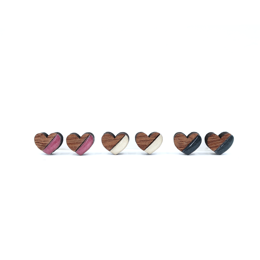 Mini Heart Colorful Titanium Studs: Nuetral/Darker Colors