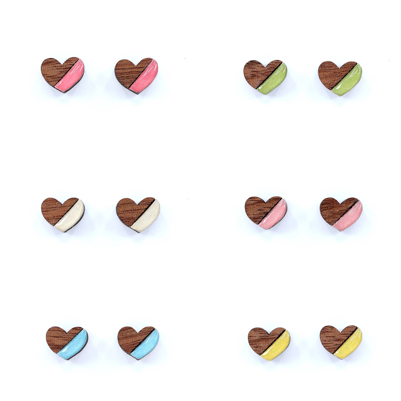 Mini Heart Colorful Titanium Studs: Nuetral/Darker Colors