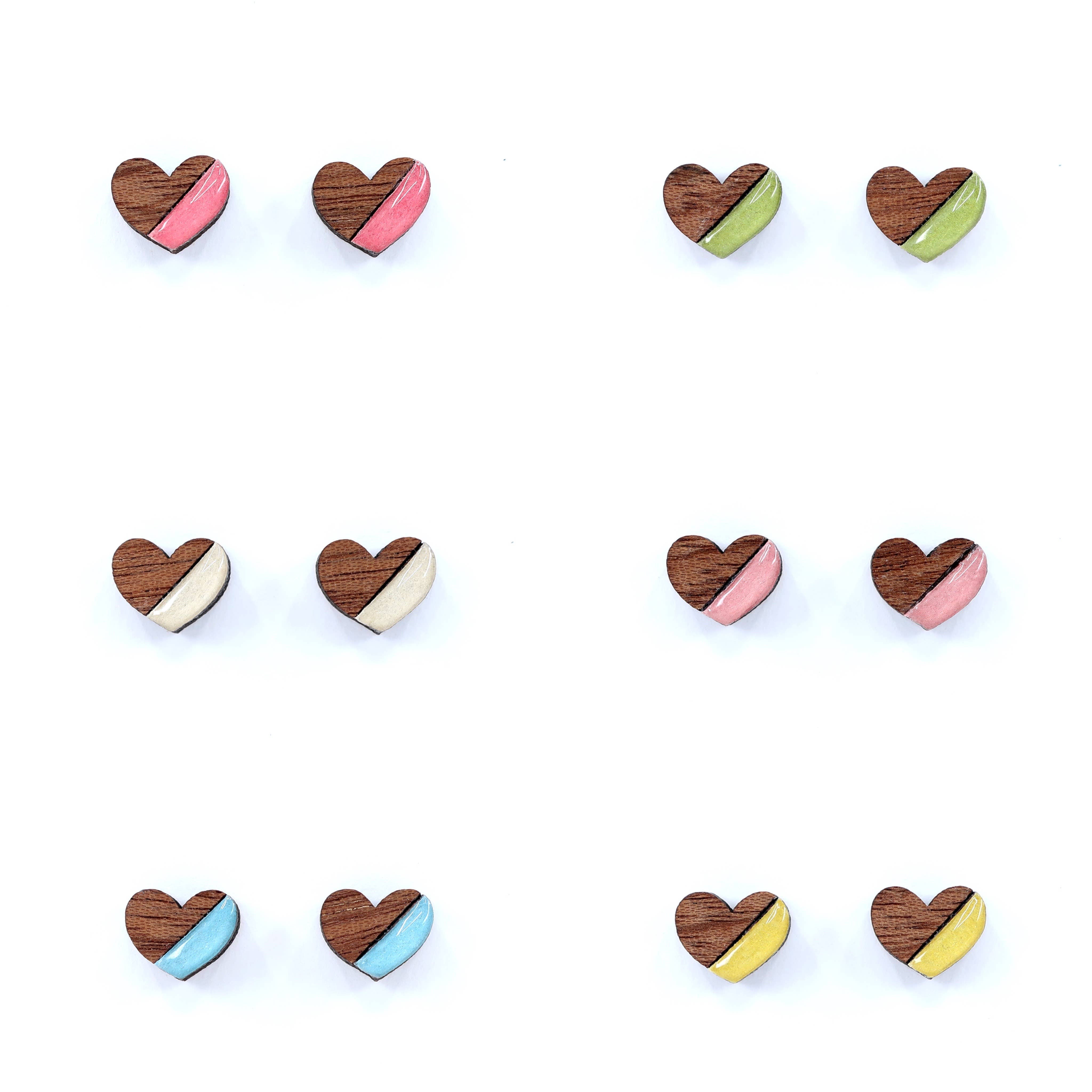 Mini Heart Colorful Titanium Studs: Nuetral/Darker Colors