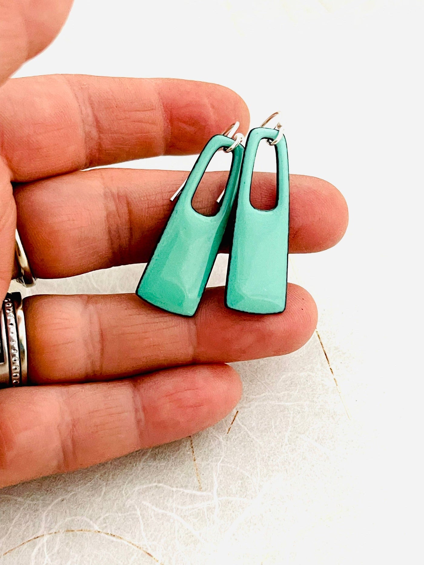 Mint Green Small Rectangle Earrings