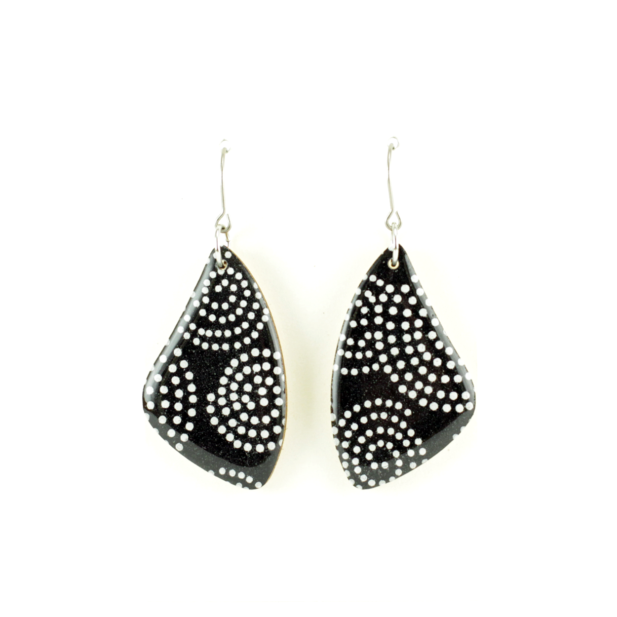 Black and White Swirl Dot Earrings