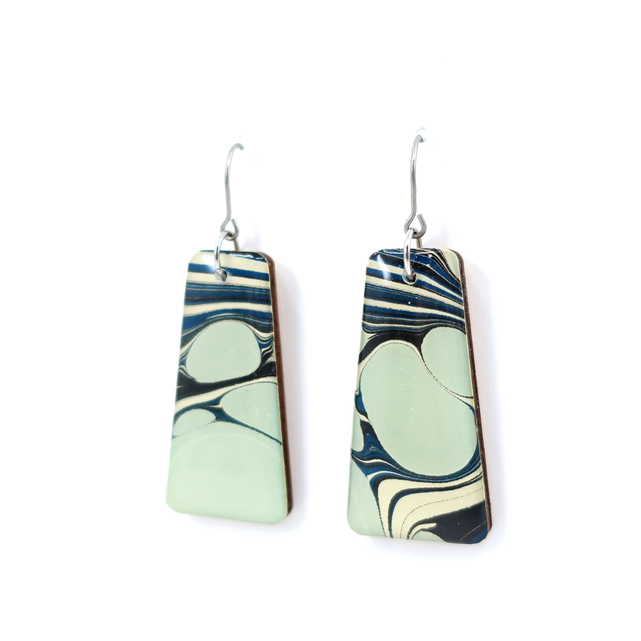 Light Blue/Navy Mid Century Modern Marble Dangle Earrings