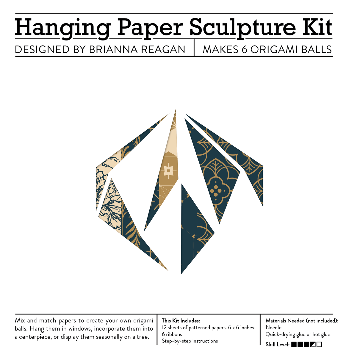 Paper Ornament Craft Kit / Blue & Gold