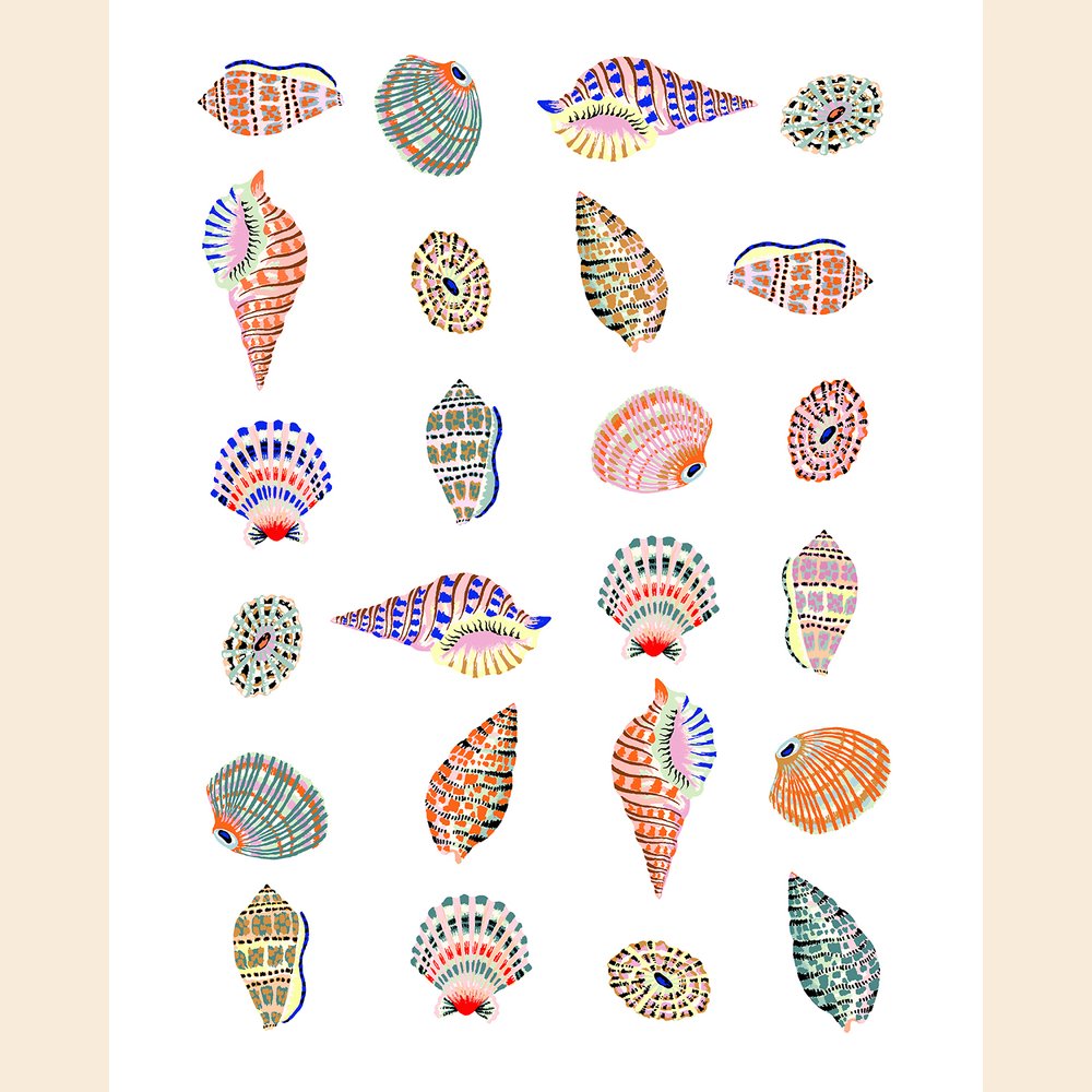 Beach House Shells Print by Sarah Gordon