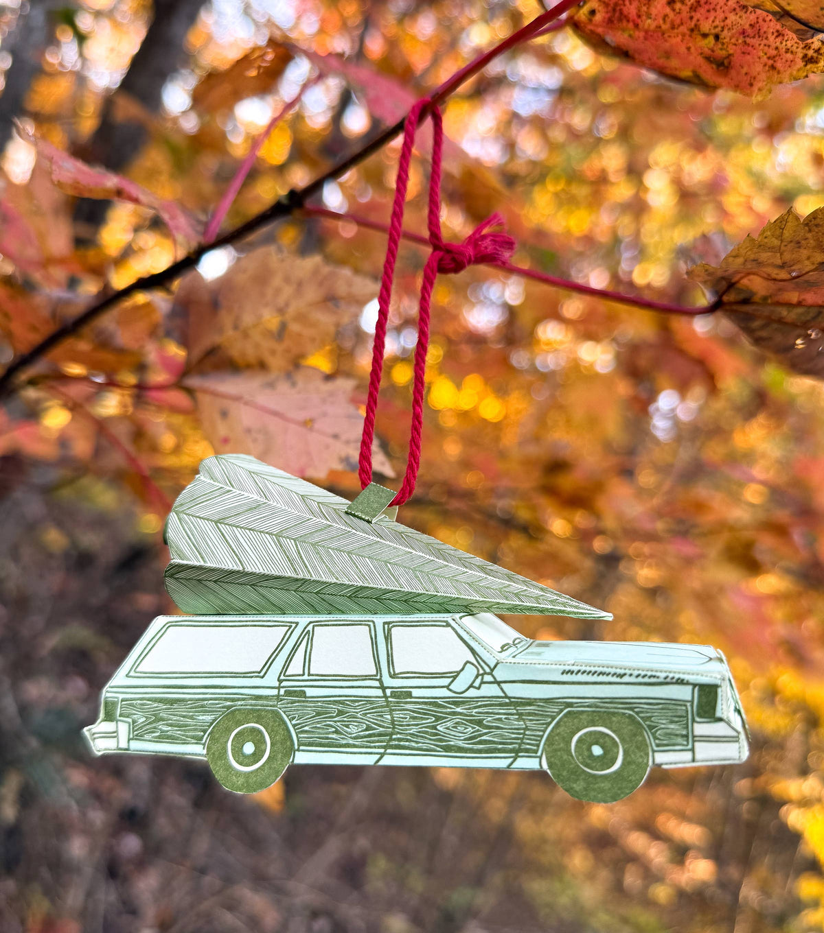 Holiday Station Wagon & Xmas Tree 3D Card