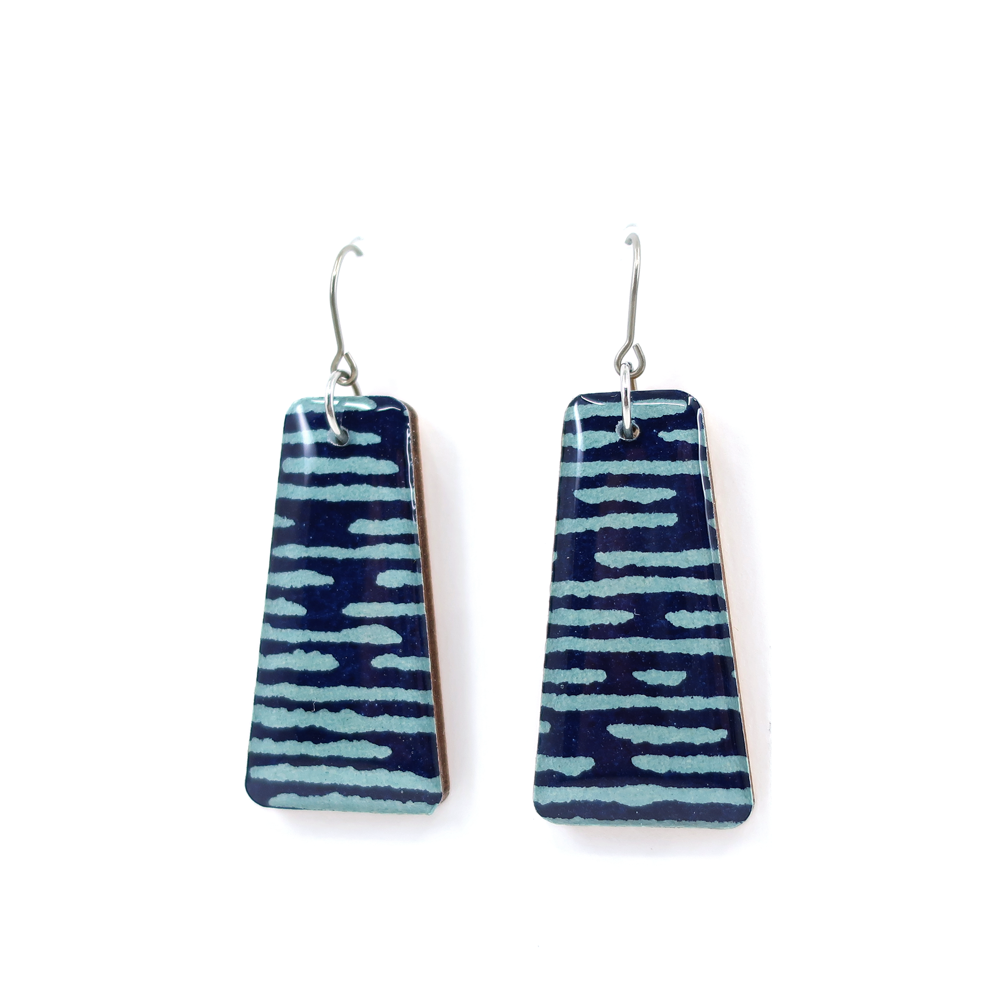 Navy and Blue Japane Katazome Paper Dangles
