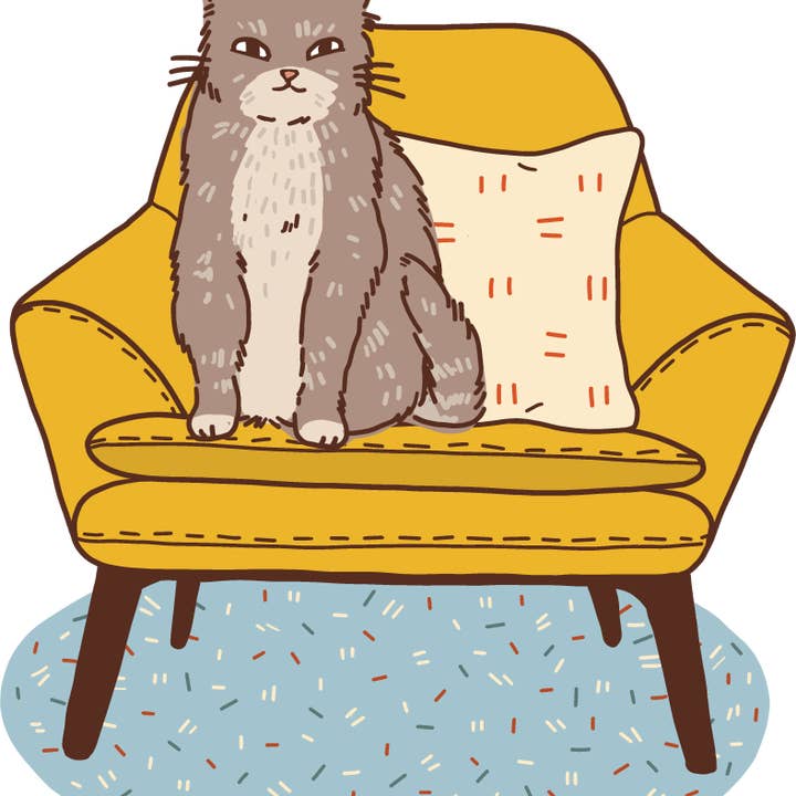 Cat on Yellow Chair Sticker - Art by Ciara