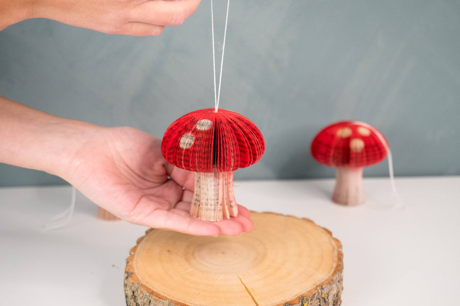 Mini Book Mushroom Ornaments