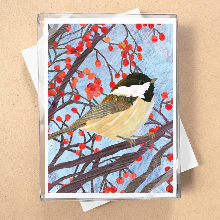 Chickadee Berries Boxed Holiday Cards