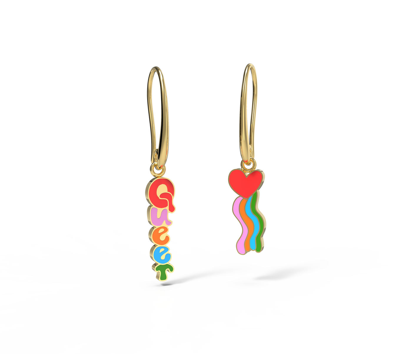 Queer Heart Earrings - Gold LGBTQ+ Pride Statement Jewelry