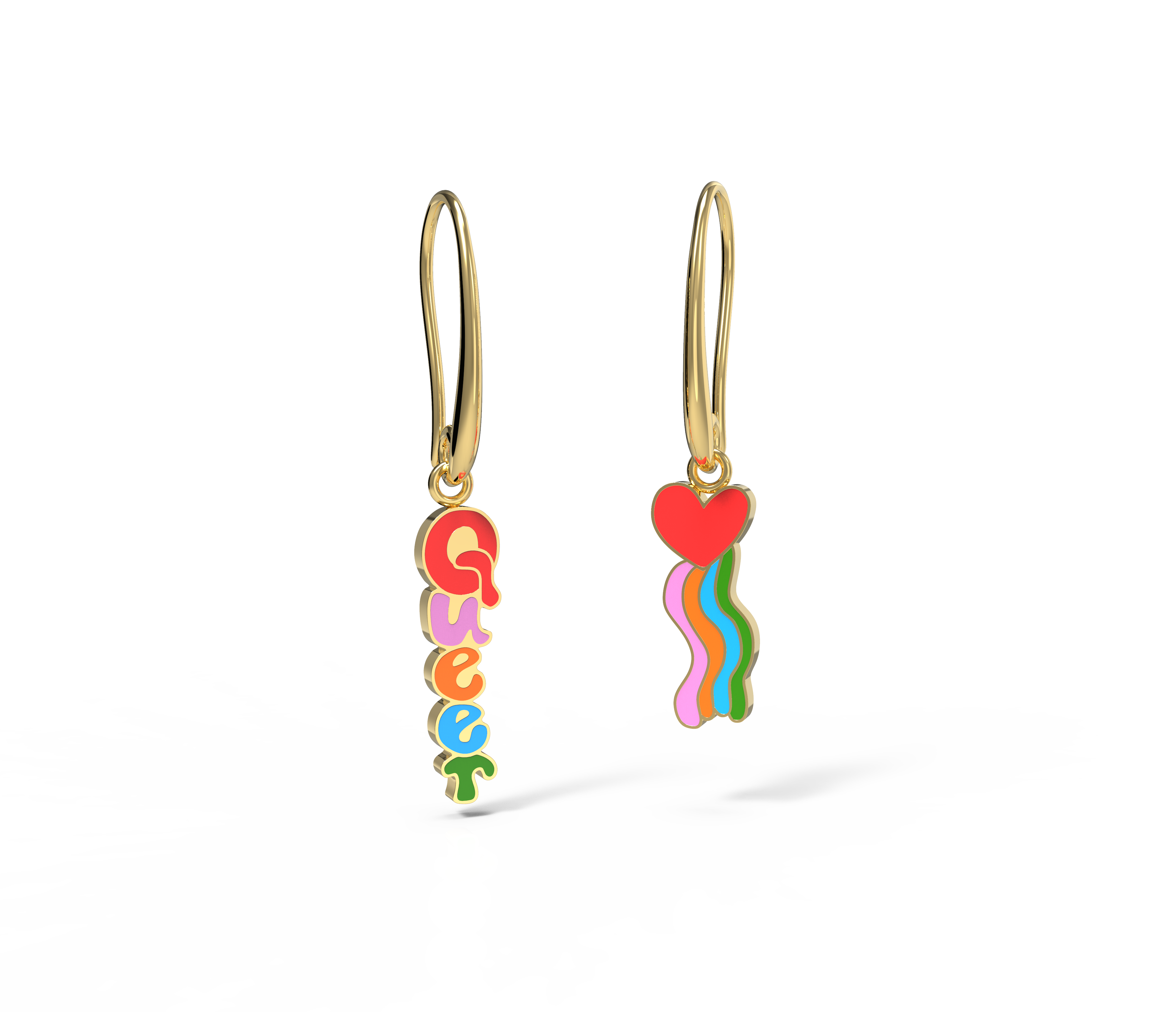 Queer Heart Earrings - Gold LGBTQ+ Pride Statement Jewelry