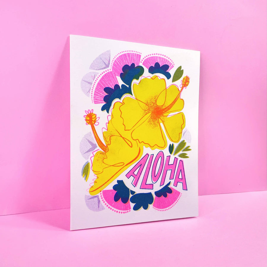 Aloha - Hello Hawaii Risograph Greeting Card