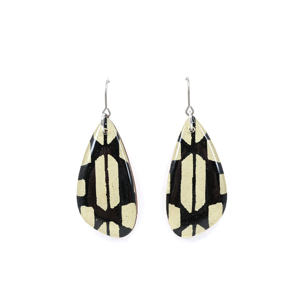 Slim Teardrop Modern Katazome Paper Dangles
