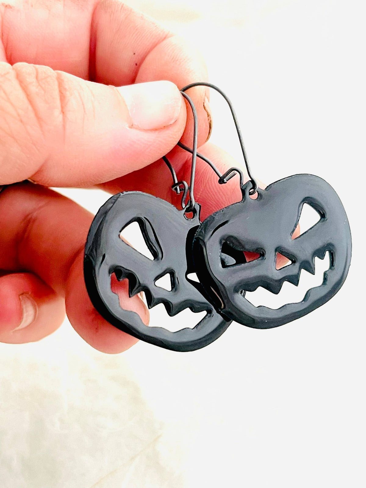 Enamel Jack-O-Lantern Sterling Silver Earrings