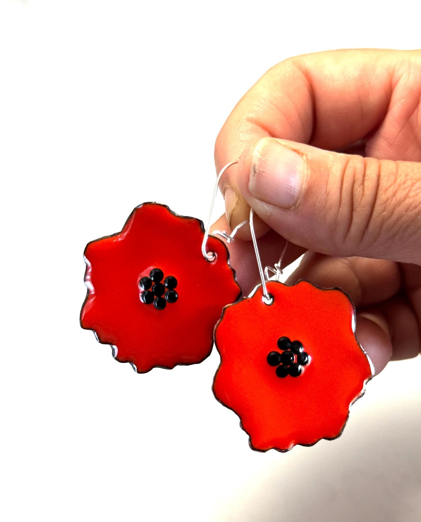 Flame Orange Poppy Earrings