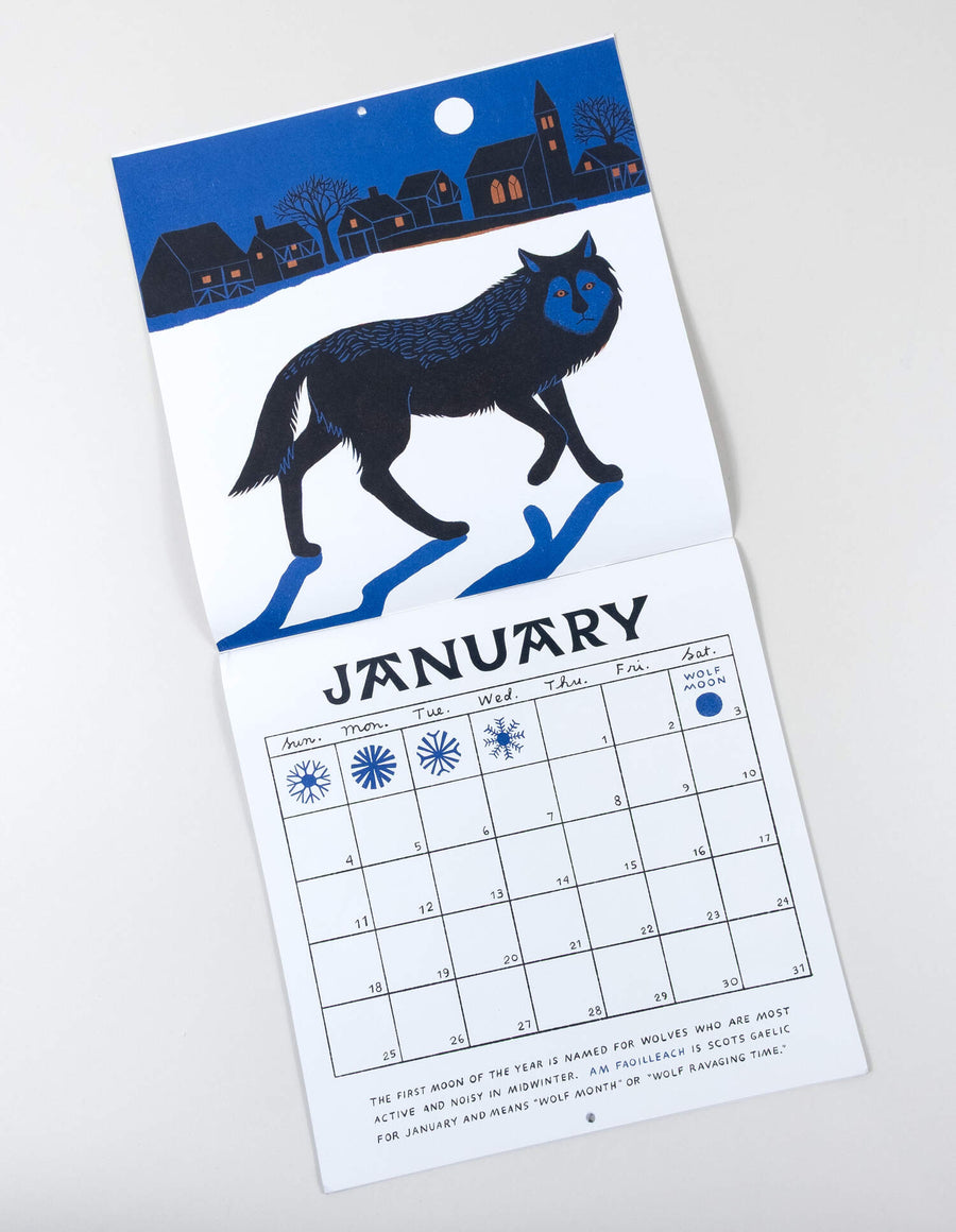 Moon Calendar - 2026 Wall Calendar by Carson Ellis