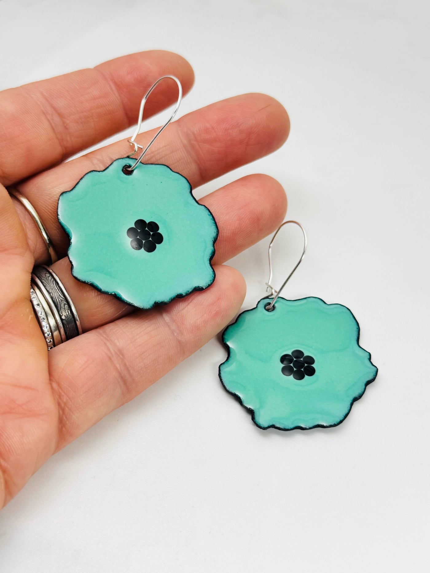Mint Green Poppy Earrings