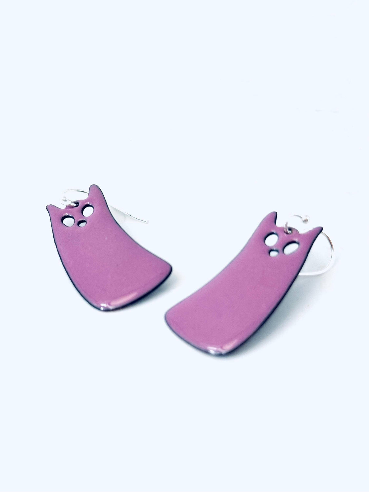Orchid Purple Ghost Cat Earrings