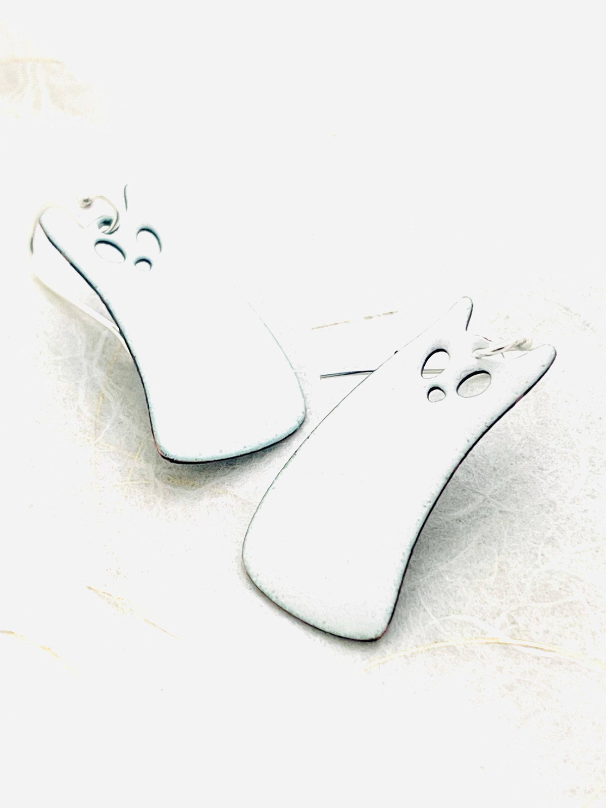 Titanium White Ghost Cat Earrings