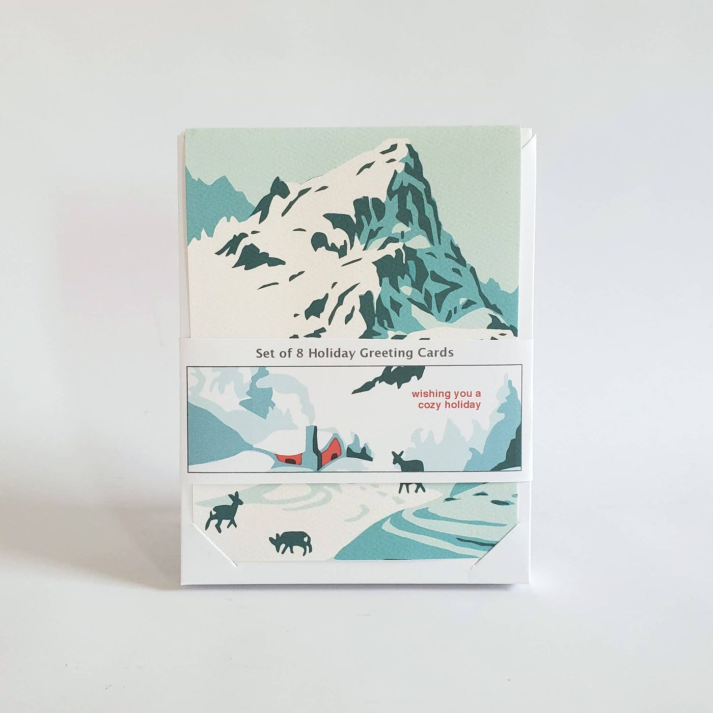 Cozy Holiday Mountain Landscape Greeting Card Set of 8