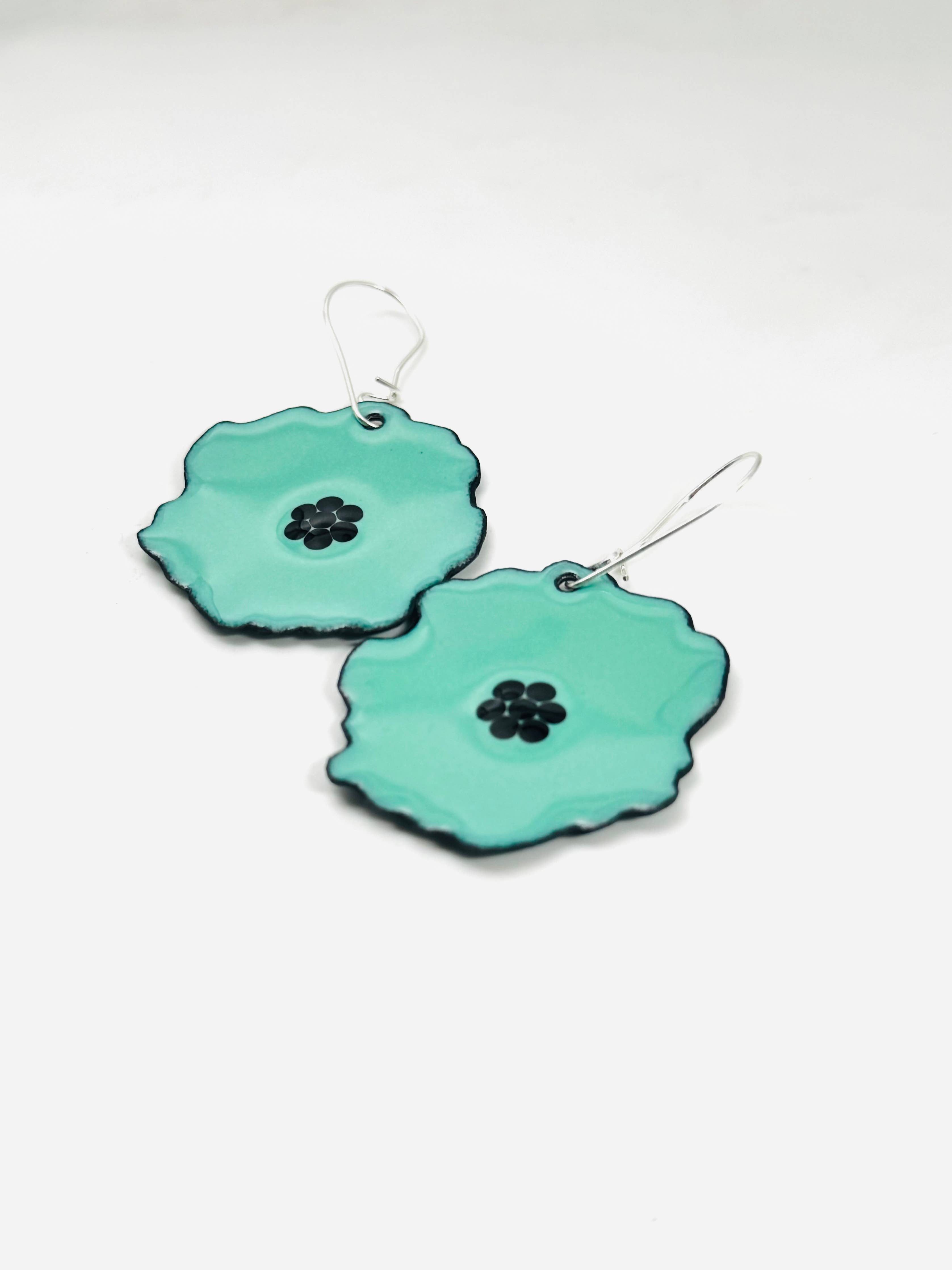 Mint Green Poppy Earrings