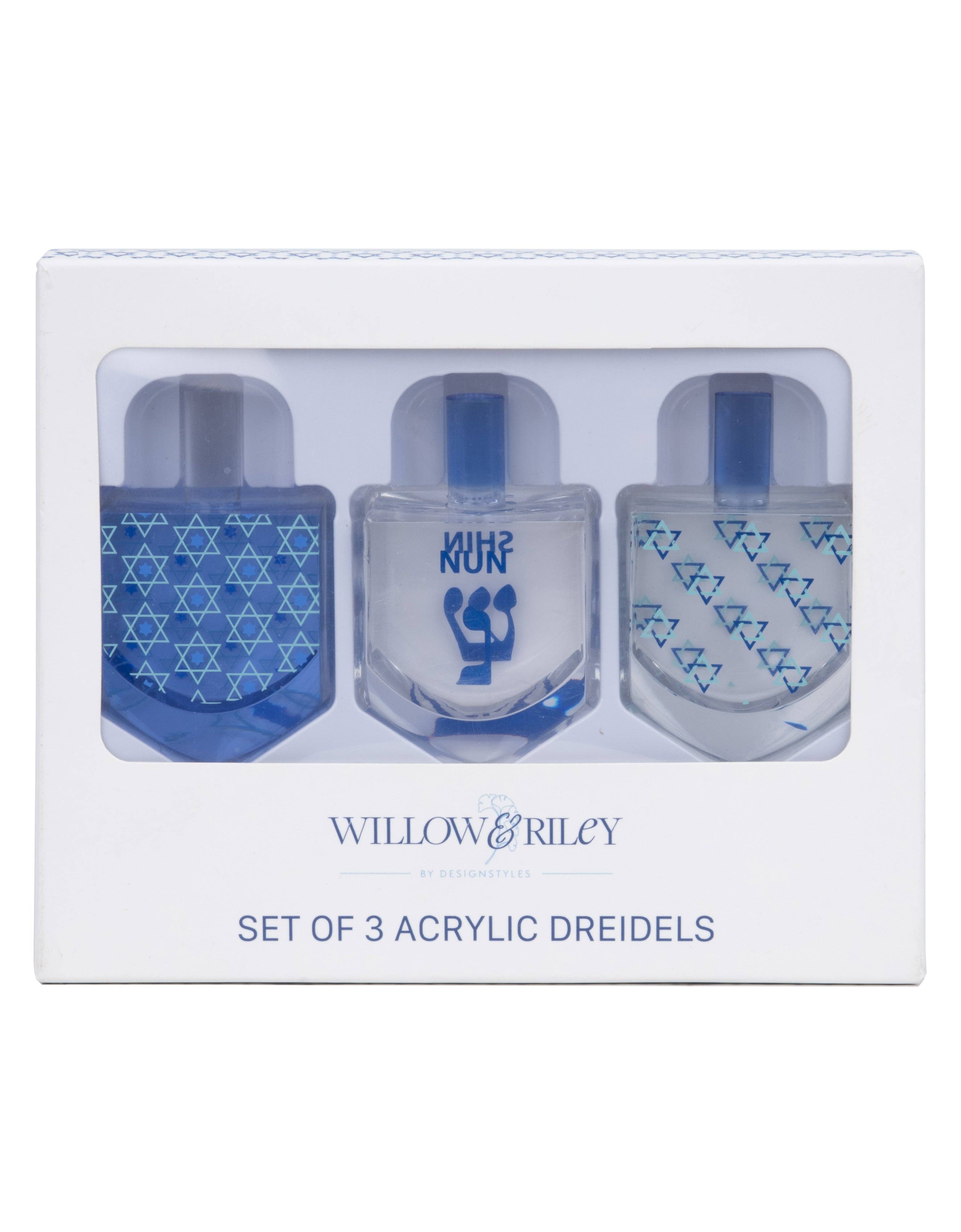 Willow & Riley Set of 3 Acrylic Hanukkah Dreidels Décor