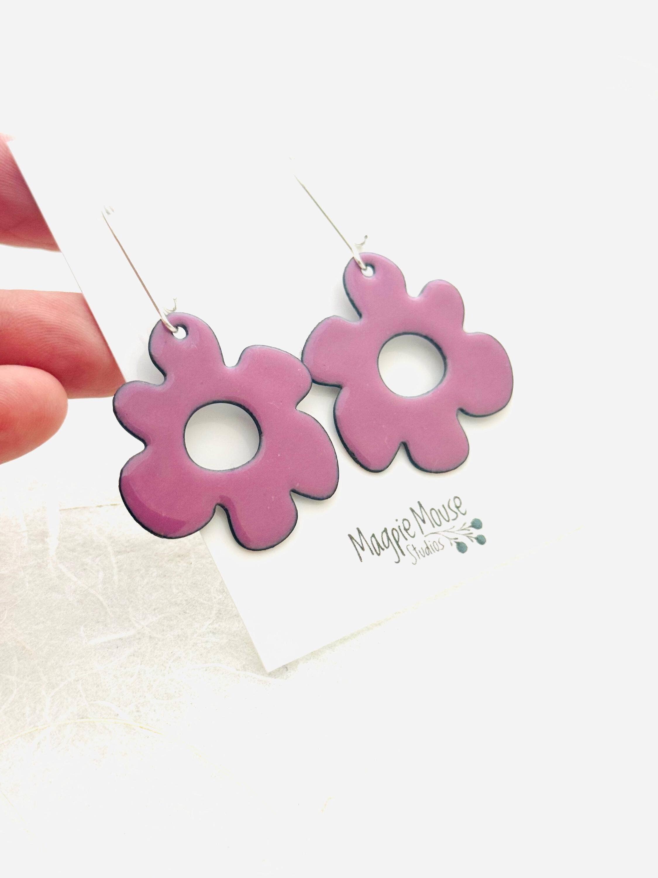 Orchid Purple Retro Flower Earrings