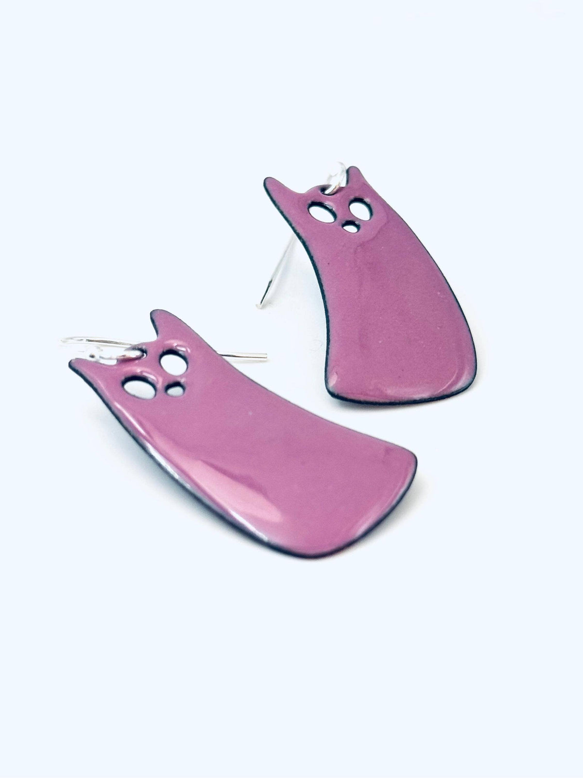 Orchid Purple Ghost Cat Earrings