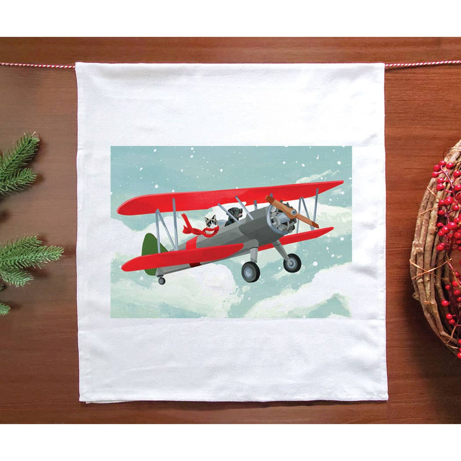 Dog and Cat Airplane Holiday Towel