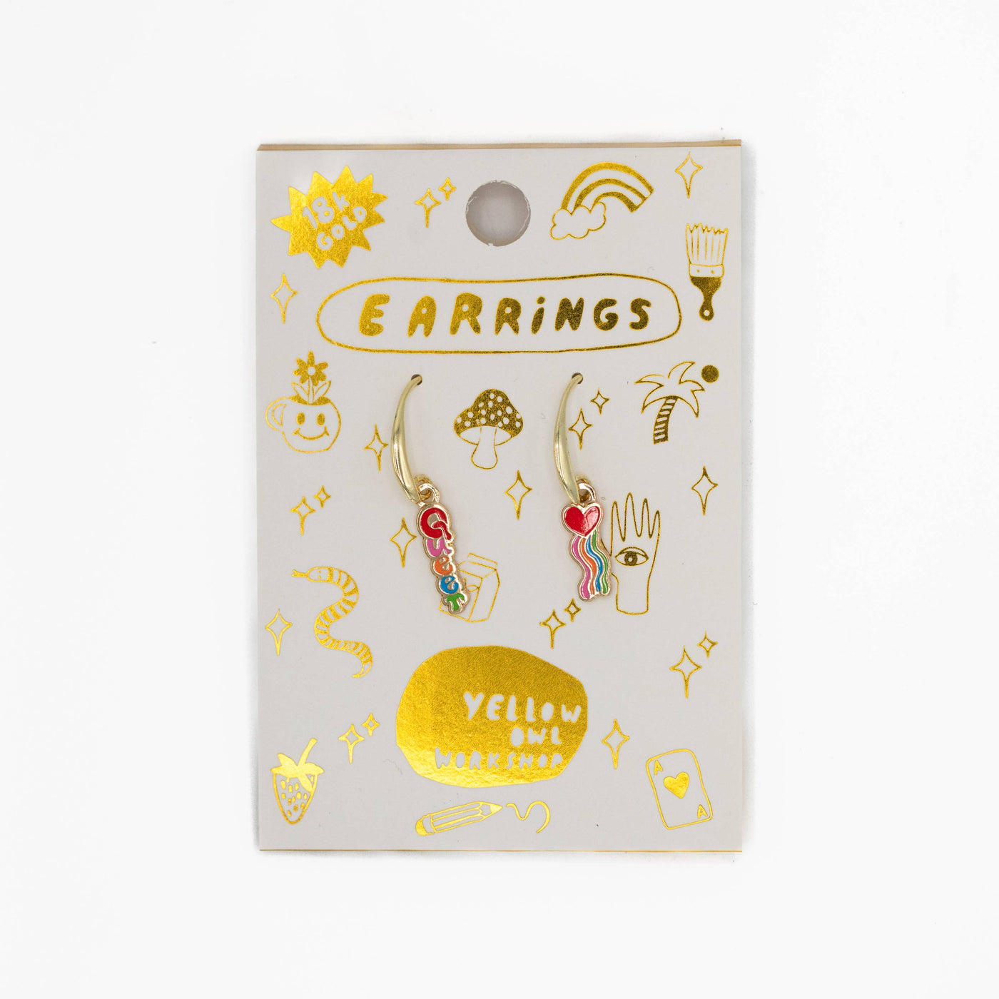 Queer Heart Earrings - Gold LGBTQ+ Pride Statement Jewelry