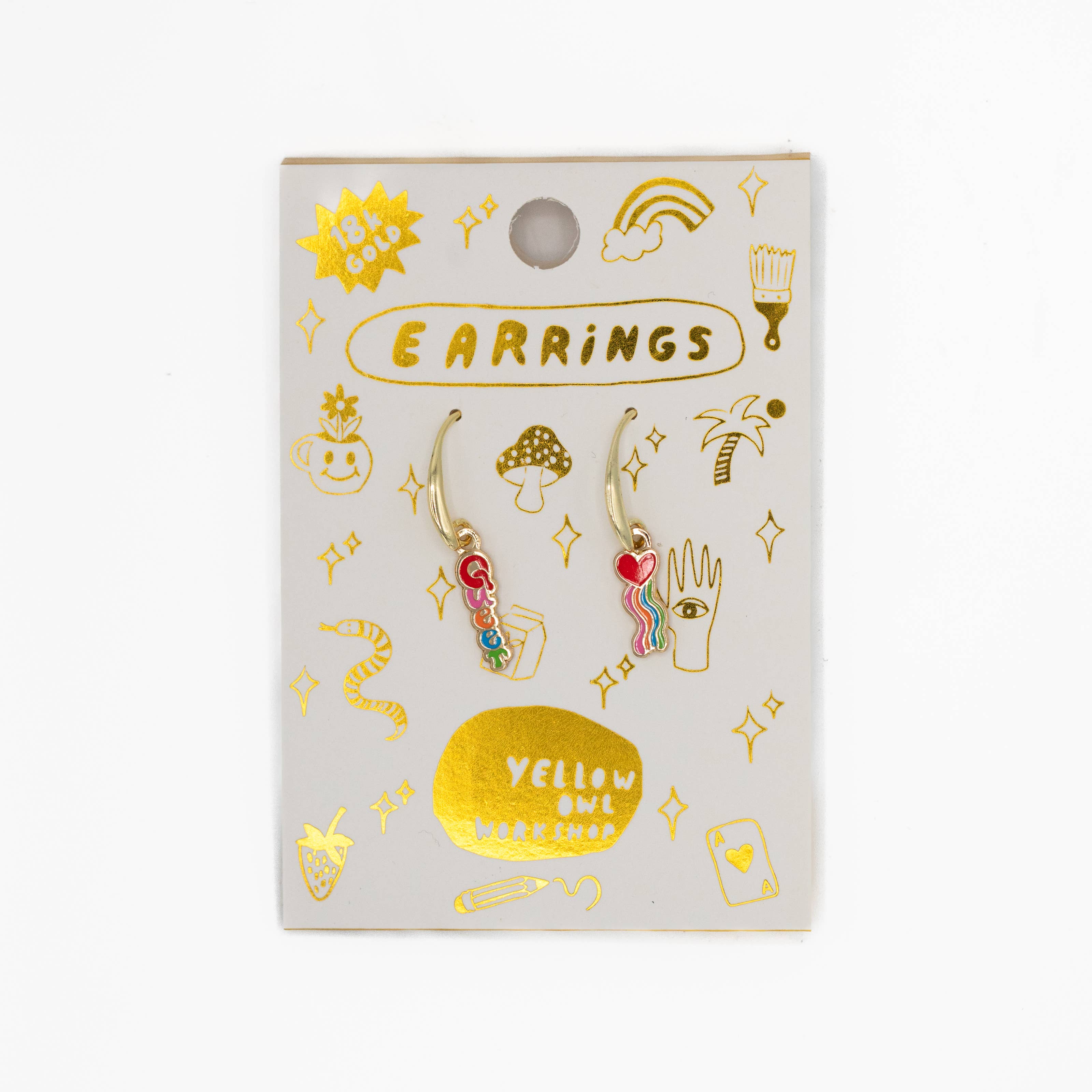 Queer Heart Earrings - Gold LGBTQ+ Pride Statement Jewelry