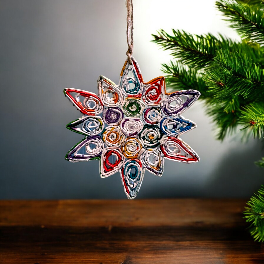 Snowflake Holiday Ornament - Recycled Paper