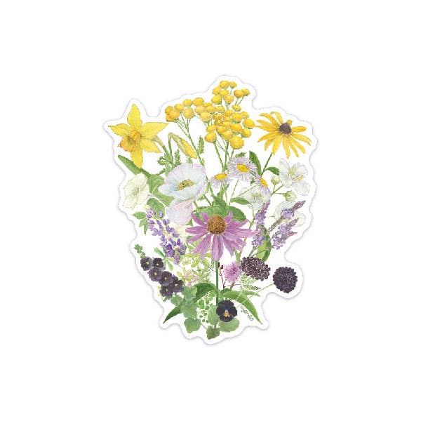 Nonbinary Pride Bouquet Sticker - Floral Vinyl Sticker