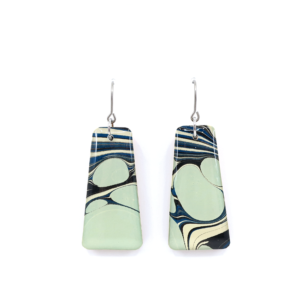Light Blue/Navy Mid Century Modern Marble Dangle Earrings