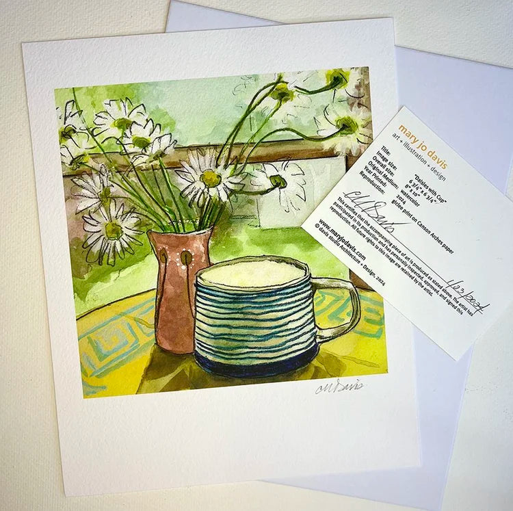 Mug and Bouquet Print by Mary Jo Davis