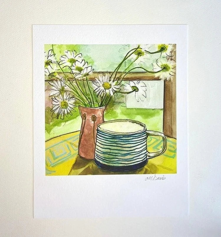 Daisies With Cup Print by Mary Jo Davis