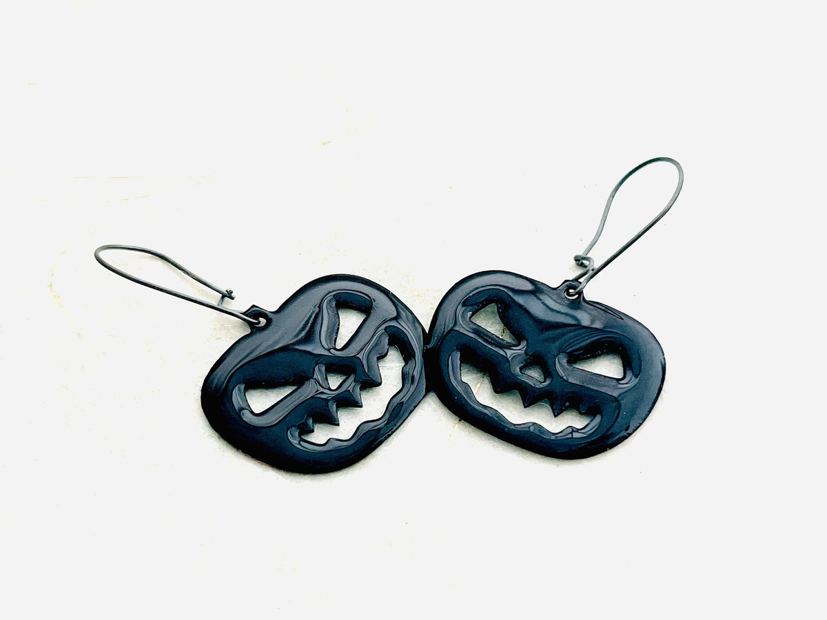 Enamel Jack-O-Lantern Sterling Silver Earrings