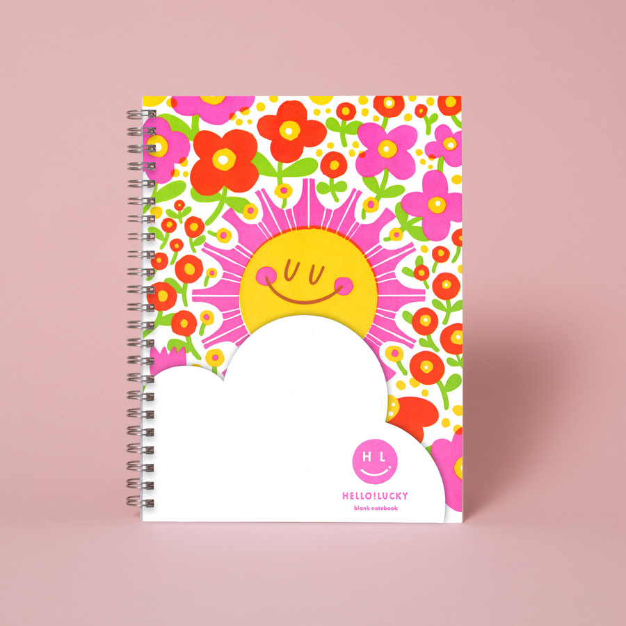 Sunshine & Flowers Spiral Blank Notebook