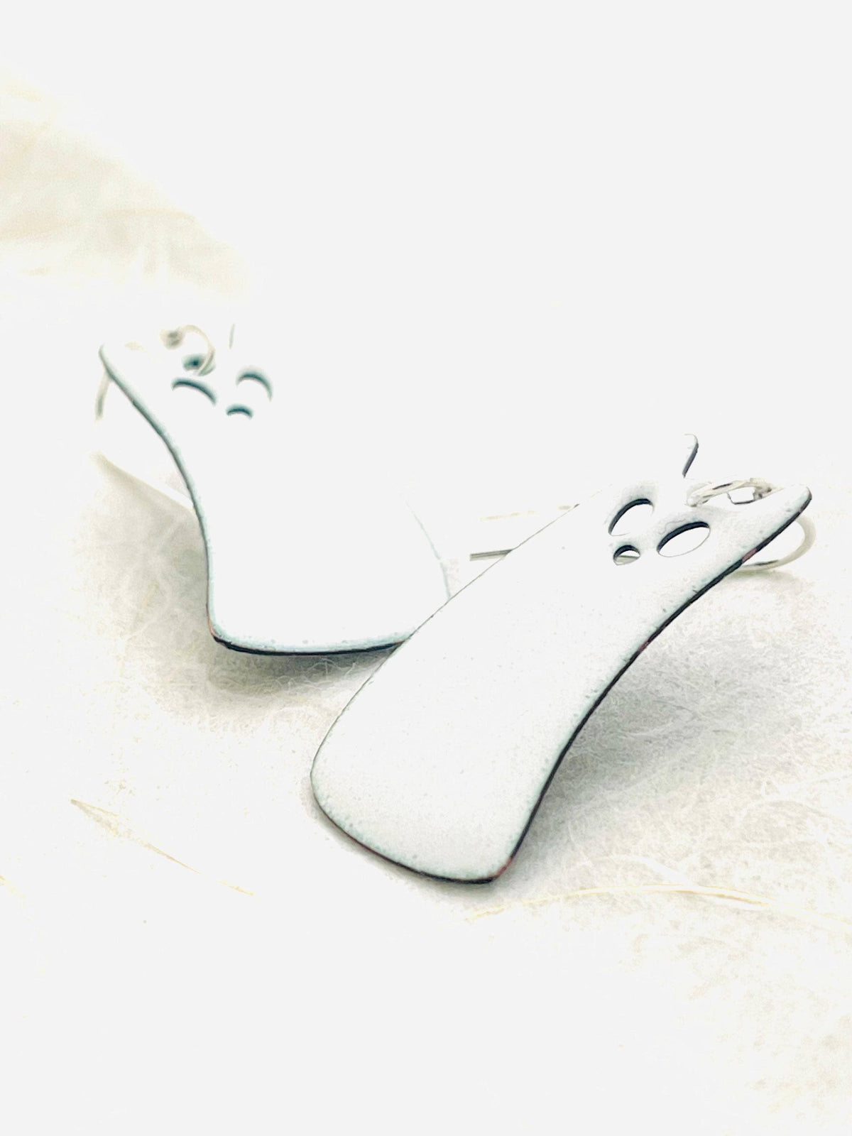 Titanium White Ghost Cat Earrings