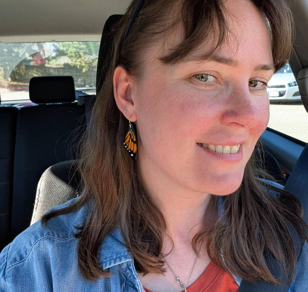 Orange Monarch Butterfly Earrings