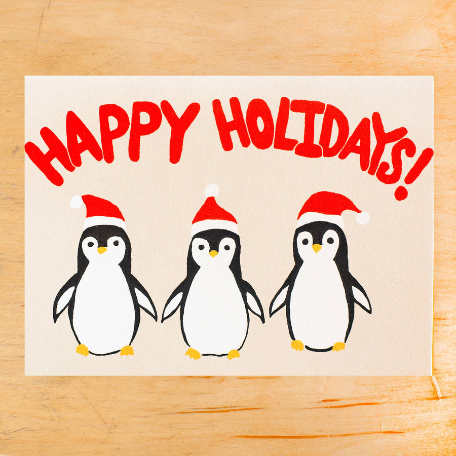 Holiday Penguins Greeting Card