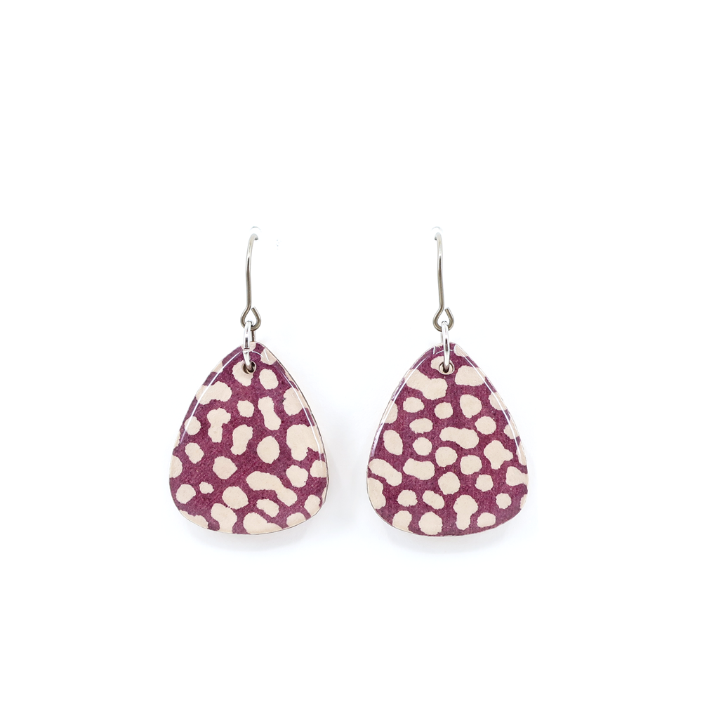 Purple/White Triangle Geometric Titanium Japanese Earrings