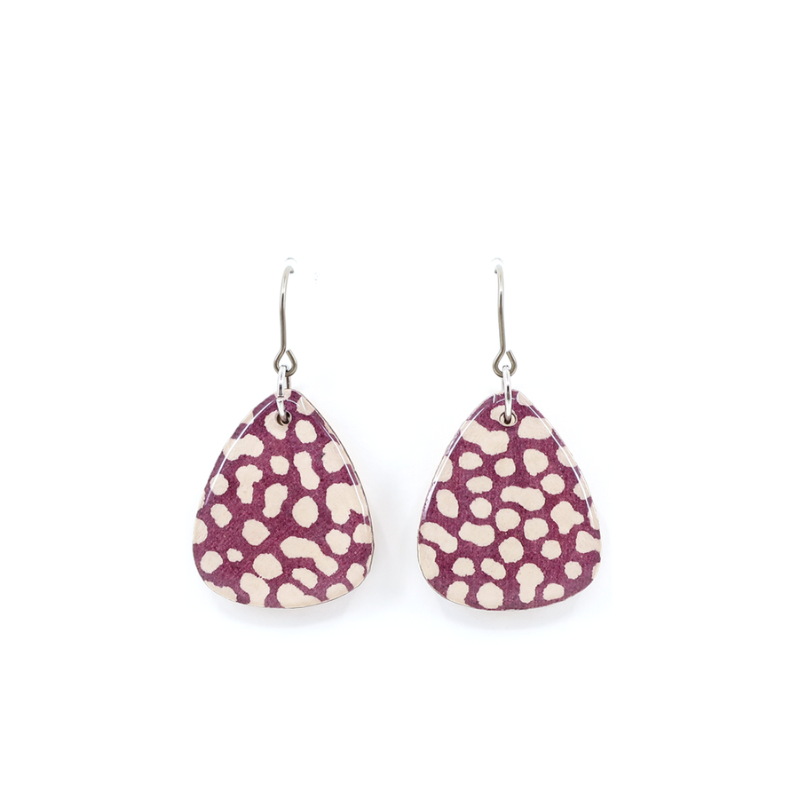 Purple/White Triangle Geometric Titanium Japanese Earrings