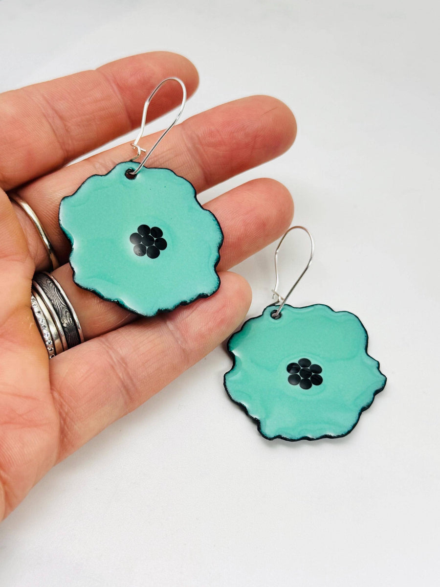 Mint Green Poppy Earrings
