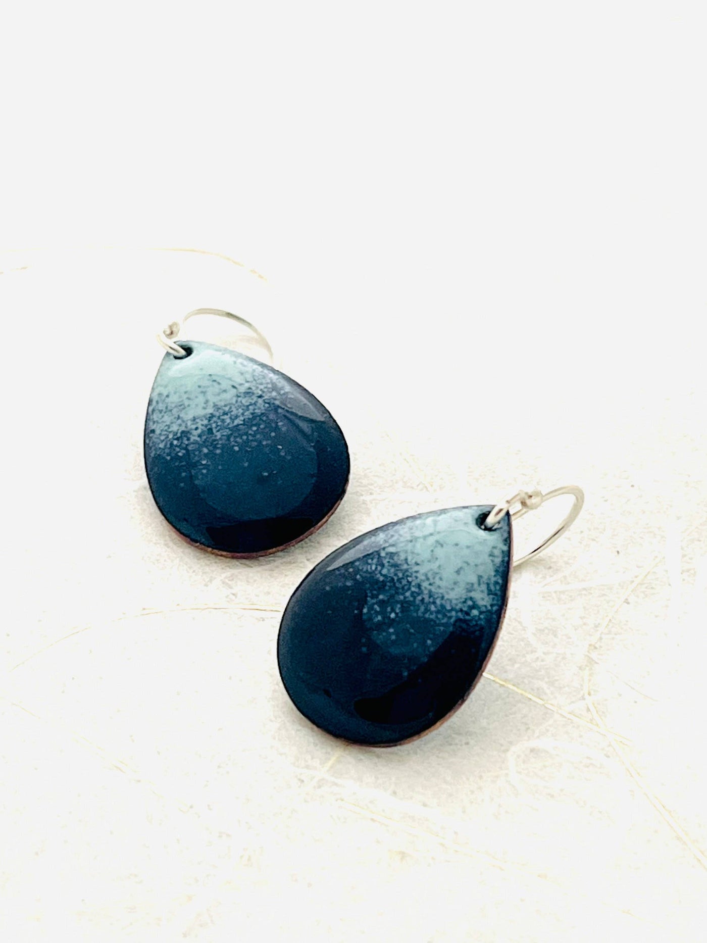 Navy Blue Ombrè Small Teardrop Earrings
