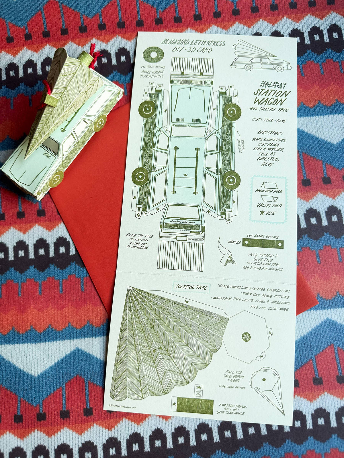 Holiday Station Wagon & Xmas Tree 3D Card